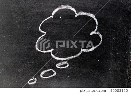 White chalk hand drawing in cloud bubble speech White chalk hand drawing in cloud bubble speech 39083120