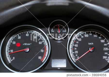 Car dashboard. Tachometer, speedometer and fuel Car dashboard. Tachometer, speedometer and fuel 39084056