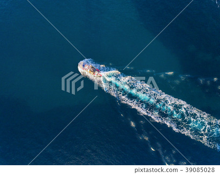 Yacht at the sea. Aerial view of luxury ship Yacht at the sea. Aerial view of luxury ship 39085028