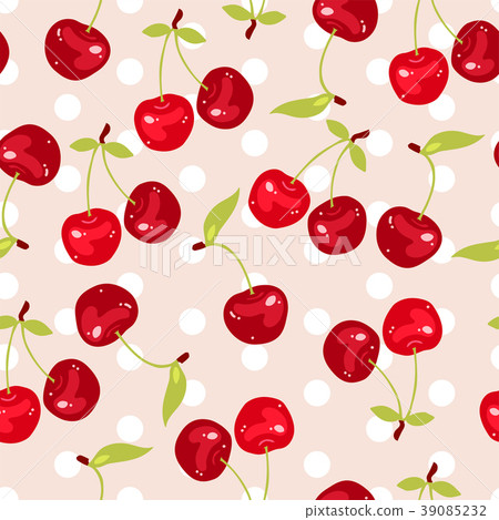 vector seamless pattern with cherry berries 39085232