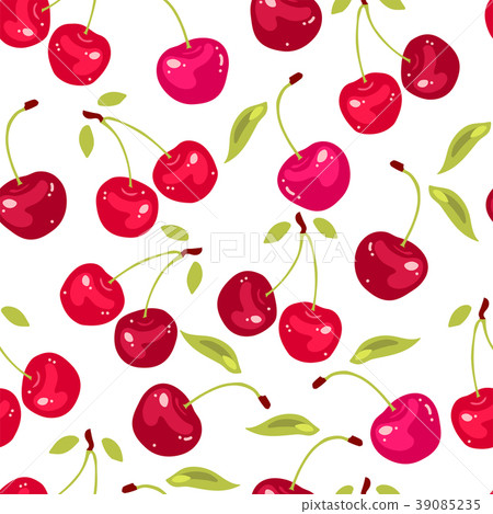 vector seamless pattern with cherry berries 39085235