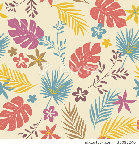 vector wild tropical plants and flowers vector wild tropical plants and flowers 39085240
