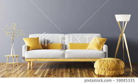 Interior of living room with sofa 3d rendering Interior of living room with sofa 3d rendering 39085335