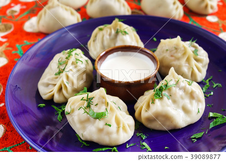 Dumplings, Manti - traditional meat dish of Central Asia, Turkey, Mongolia, Korea.. Dumplings, Manti - traditional meat dish of Central Asia, Turkey, Mongolia, Korea.. 39089877