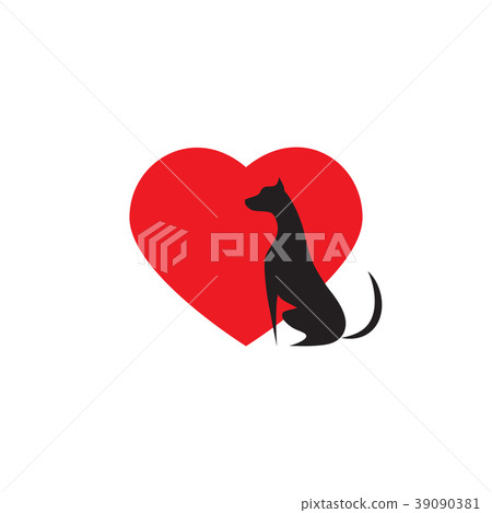 Love dog icon logo on white background 39090381