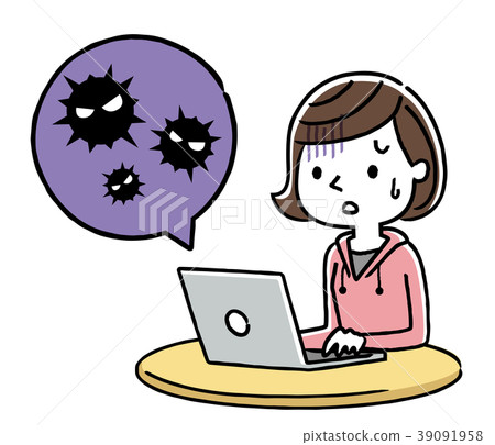 Girl: PC, virus, infection - Stock Illustration [39091958] - PIXTA