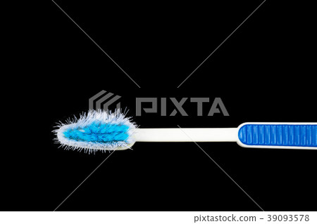 Close up of Old White Toothbrush iSolated Black. 39093578