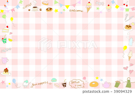 手拉的甜點框架方格花布檢查背景 手拉的甜點框架方格花布檢查背景 39094329