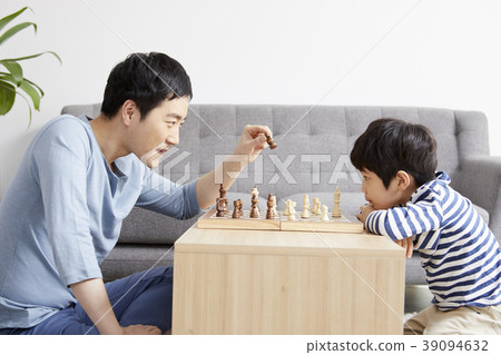 國際象棋，家庭，爸爸，兒子，韓國人 39094632