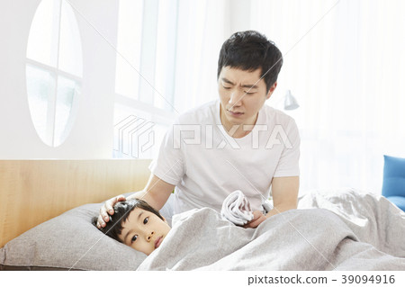生活，臥室，爸爸，兒子，韓國人 39094916