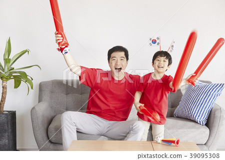 歡呼，家庭，爸爸，兒子，韓國人 39095308