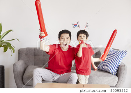 歡呼，家庭，爸爸，兒子，韓國人 39095312
