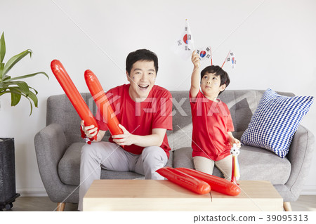 歡呼，家庭，爸爸，兒子，韓國人 39095313