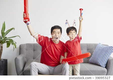 歡呼，家庭，爸爸，兒子，韓國人 39095327