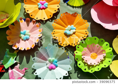 Colored paper artificial flower flower 39096375