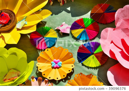 Colored paper artificial flower flower 39096376