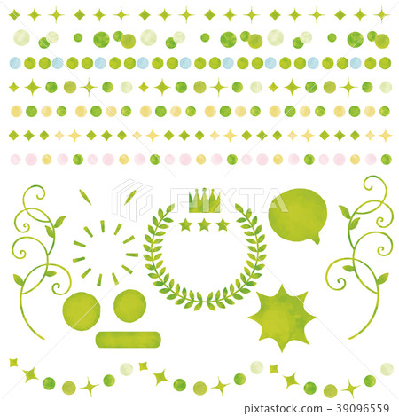 Watercolor style green line ornament speech bubble ranking set 39096559