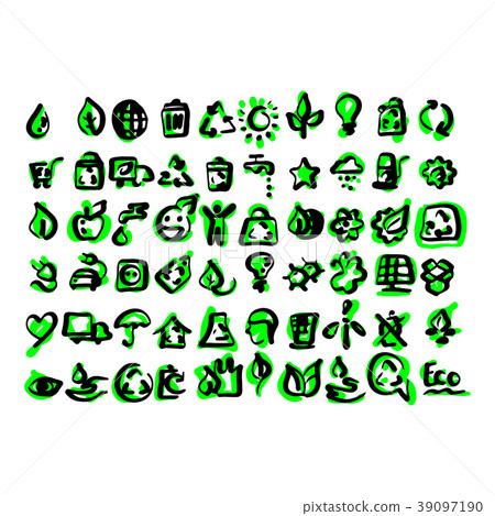 ecology icons set vector illustration sketch  39097190