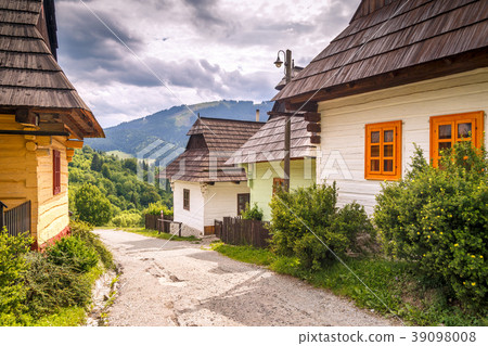 A street with ancient houses. A street with ancient houses. 39098008
