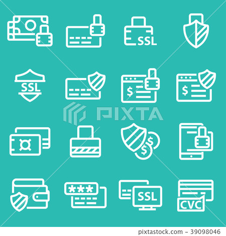 Collection of secure payment thin line icons-插圖素材 [39098046] - PIXTA圖庫