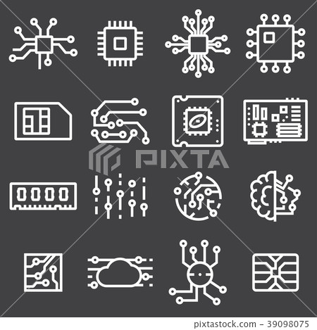 Simple Set of Computer Chips Related Vector Icons - Stock Illustration ...