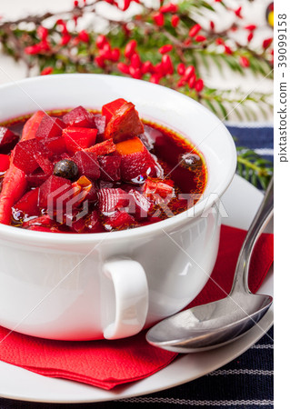 Ukrainian and russian national red borscht. 39099158