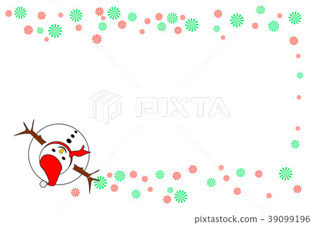Snowman (top view) with red/green wheels, isolated 39099196