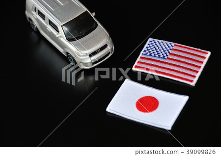 Flag emblem and model car 39099826
