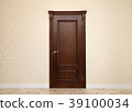 beige room interior with brown wooden door 39100034