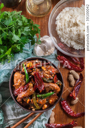 Homemade Kung Pao chicken with peppers Homemade Kung Pao chicken with peppers 39100042
