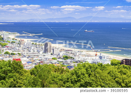 Suma海灘和大阪灣風景 39100595