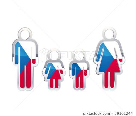 Glossy metal badge icon in man, woman and Glossy metal badge icon in man, woman and 39101244