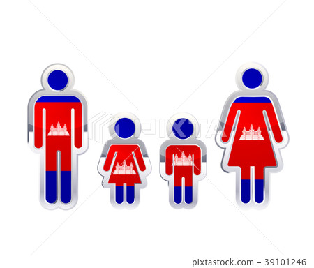 Glossy metal badge icon in man, woman and Glossy metal badge icon in man, woman and 39101246