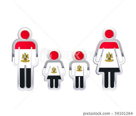 Glossy metal badge icon in man, woman and 39101264