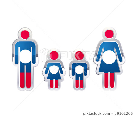 Glossy metal badge icon in man, woman and 39101266