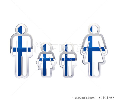 Glossy metal badge icon in man, woman and 39101267