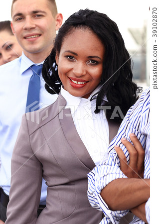 close up portrait of happy african businesswoman 39102870