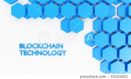 Blockchain technology concept hexagon tiles Blockchain technology concept hexagon tiles 39105601