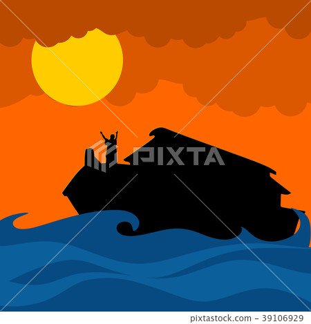 Noah and the ark. Silhouette, hand drawn Noah and the ark. Silhouette, hand drawn 39106929