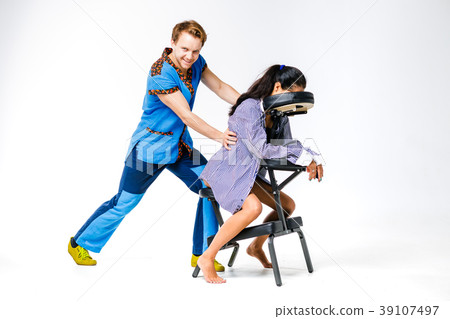 Theme massage and office. A young man with smiling 39107497