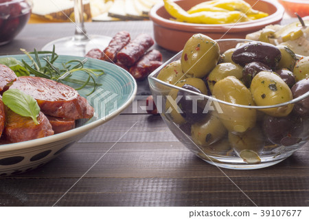 Appetizers tapas on table Appetizers tapas on table 39107677