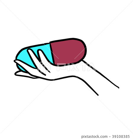 hand holding big capsule vector illustration hand holding big capsule vector illustration 39108385