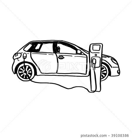 electric car vector illustration sketch hand drawn electric car vector illustration sketch hand drawn 39108386