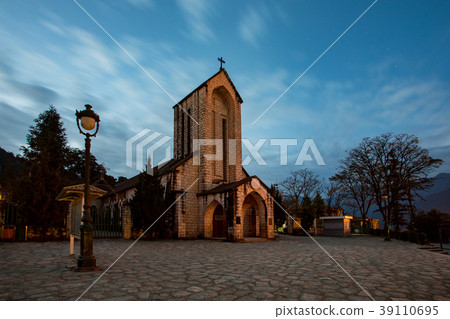 church of sapa with blue night sky most popular tr 39110695