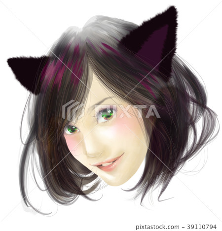 Woman illustration real real taste cute fashionable semi long hair model 39110794