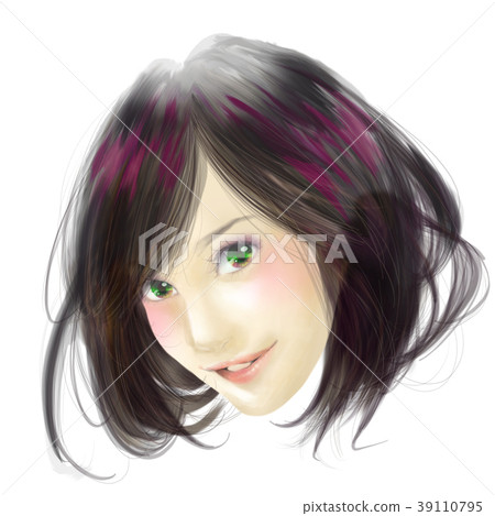 Woman illustration real real taste cute fashionable semi long hair model 39110795