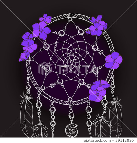 Hand drawn ornate Dream catcher with flowers Hand drawn ornate Dream catcher with flowers 39112050