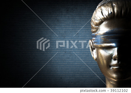 Lady justice on digital background (Blue) 39112102