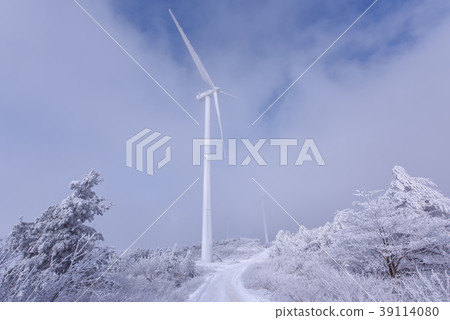 Winter mountain wind turbine 39114080
