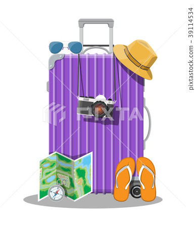 Plastic travel bag. Plastic case with wheels. Plastic travel bag. Plastic case with wheels. 39114534